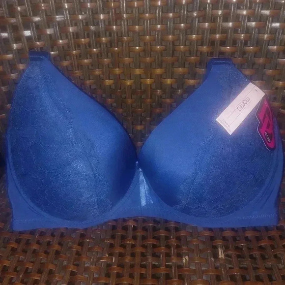 NWT Mamia Intimates Blue Adjustable Lace Detail Everyday Underwire Bra Size 34DD - Picture 1 of 7